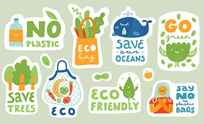 stickers with going eco messages